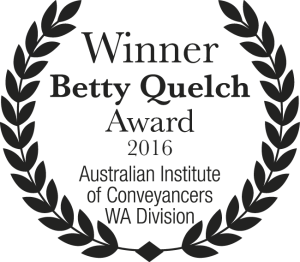 Betty Quelch Award Conveyancing Southwest